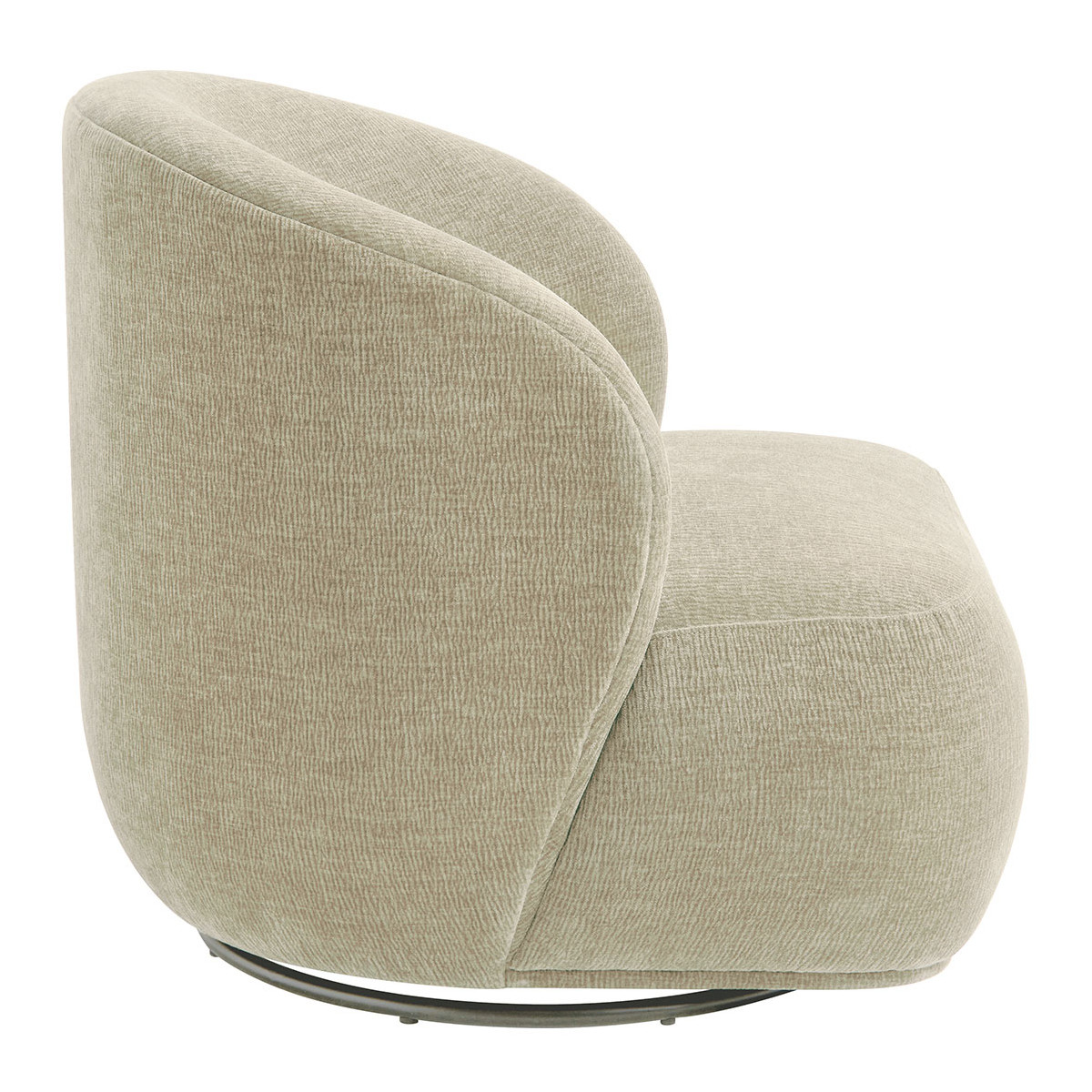 Fauteuil tournant LISETTE velours marbré couleur unique, BLANC D’IVOIRE