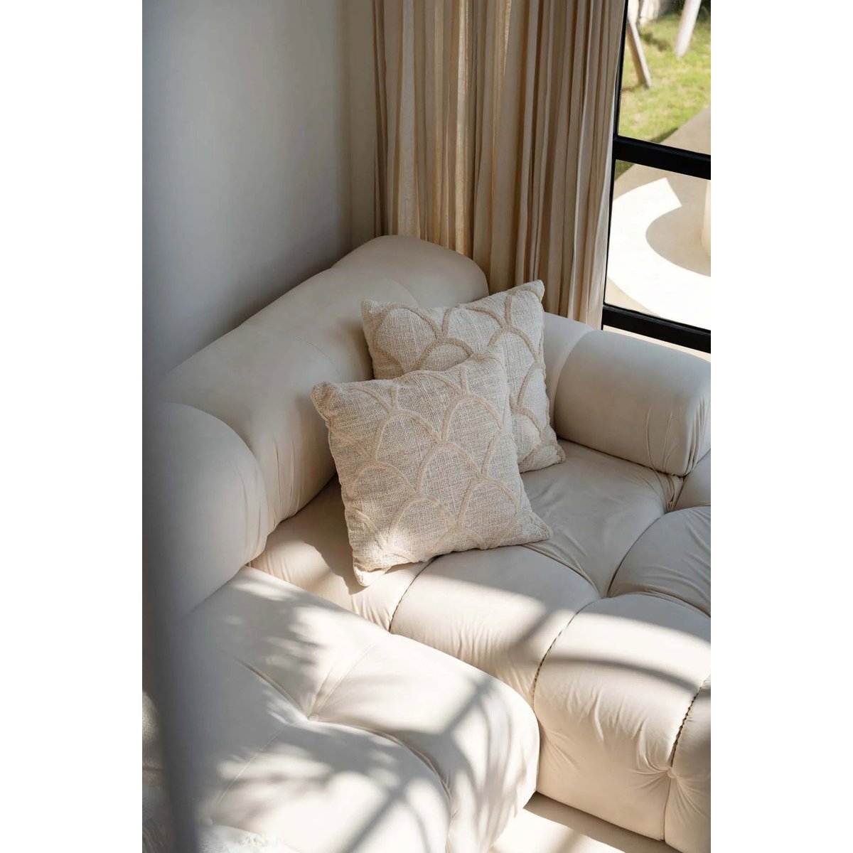 Housse de coussin en coton SAHARA beige, BAZAR BIZAR