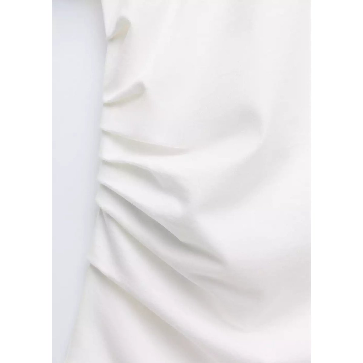 T-shirt froncé coton blanc, MANGO