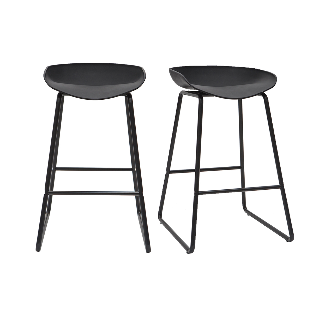 Tabourets de bar design noirs H65 cm (lot de 2) PEBBLE noir, MILIBOO