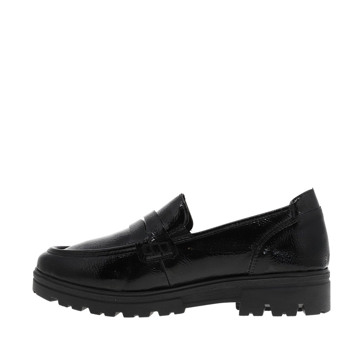 Mocassins noirs à talon décroché bas avec des soufflets élastiqués noir, RIEKER