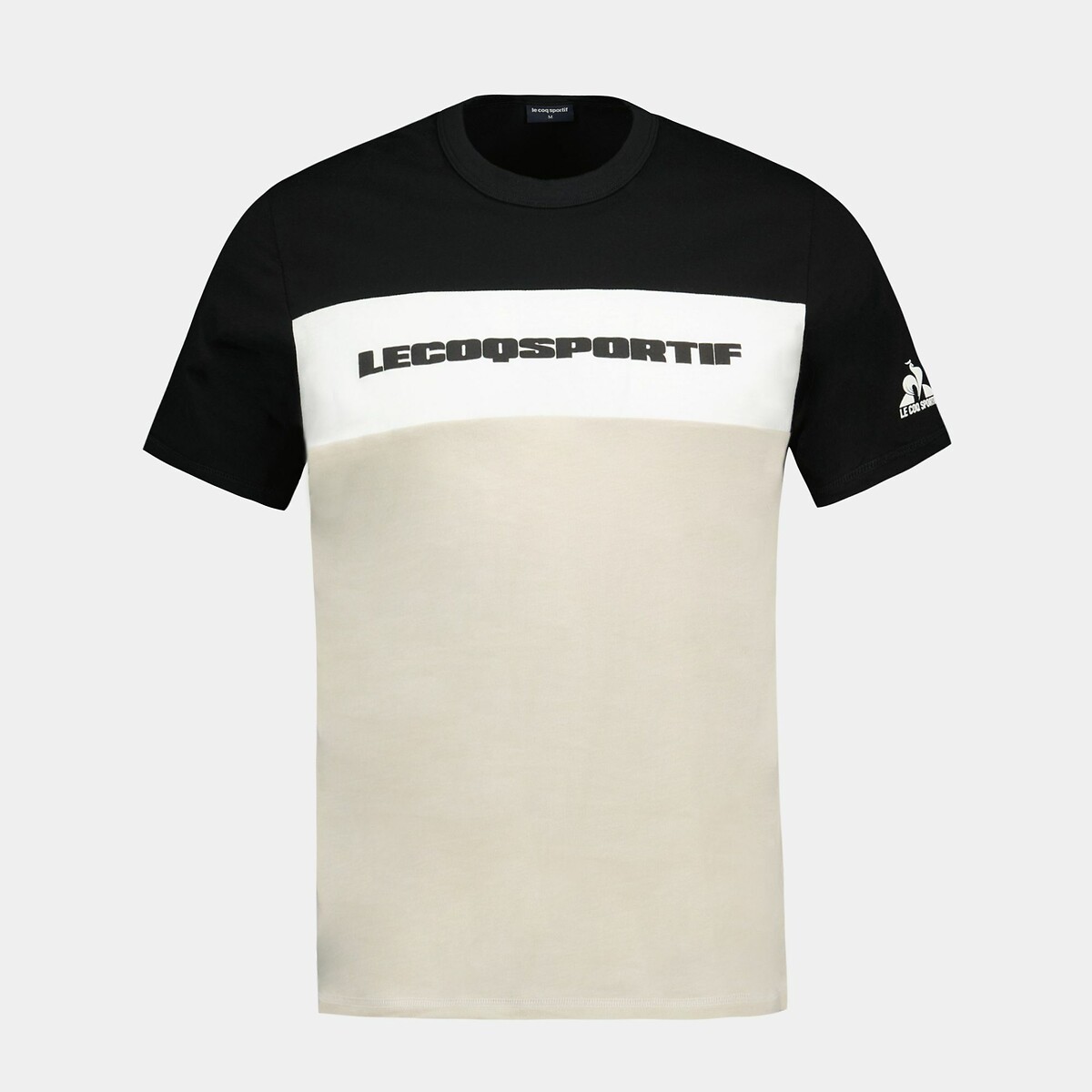 T-shirt col rond manches courtes contemporain beige/noir, LE COQ SPORTIF