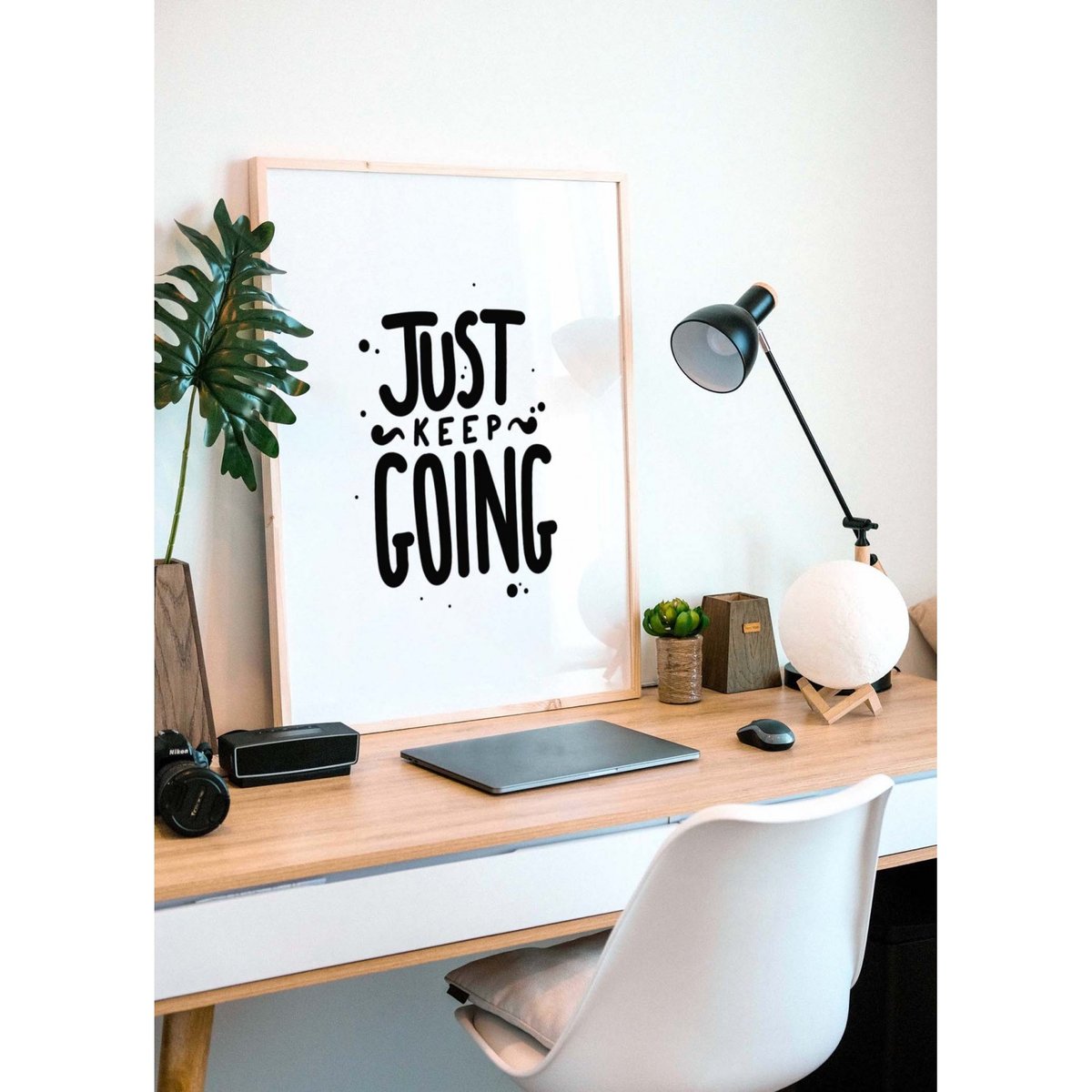 Affiche 'Just Keep Going' blanc, L'AFFICHERIE