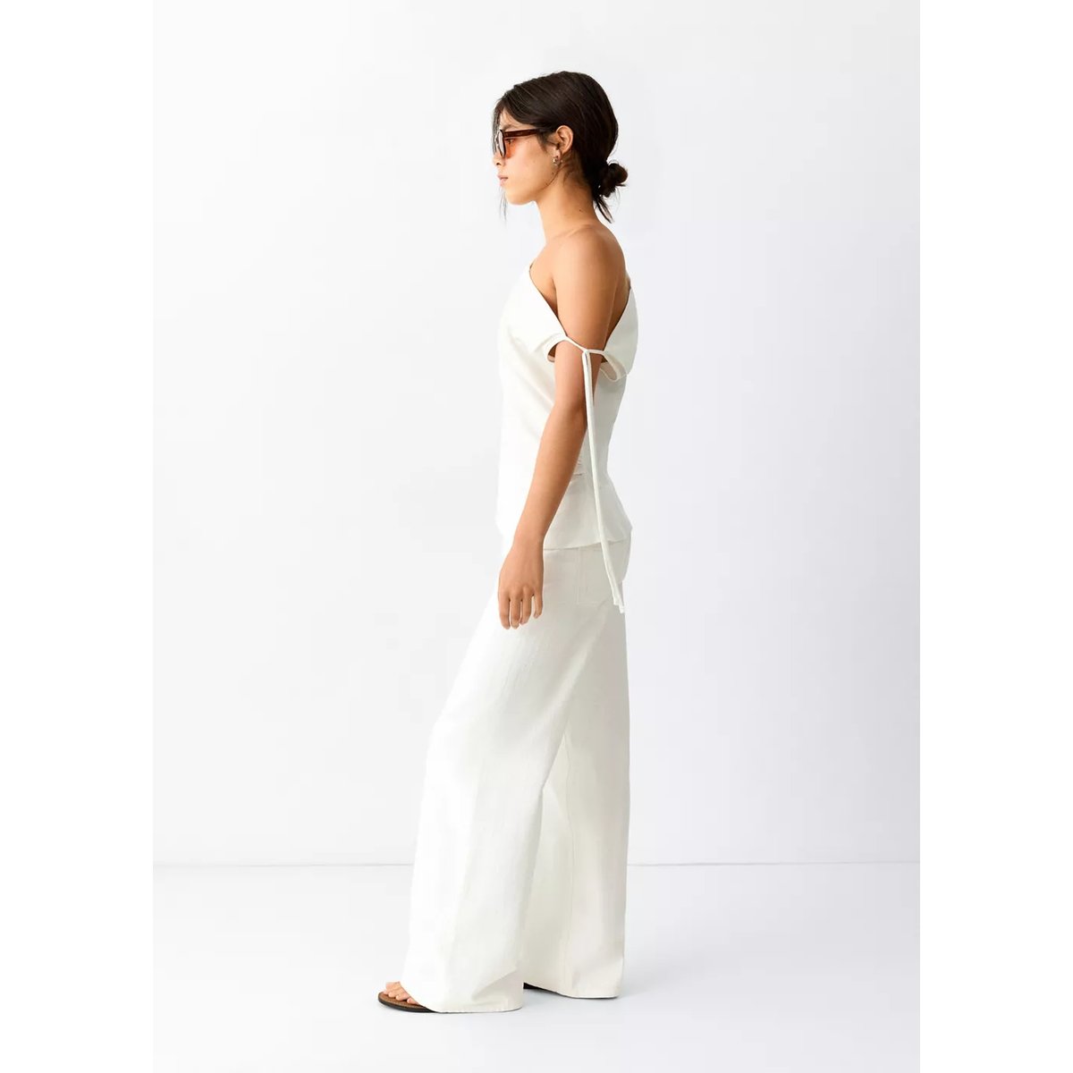 Jean low waist texture à rayures blanc, MANGO TEEN