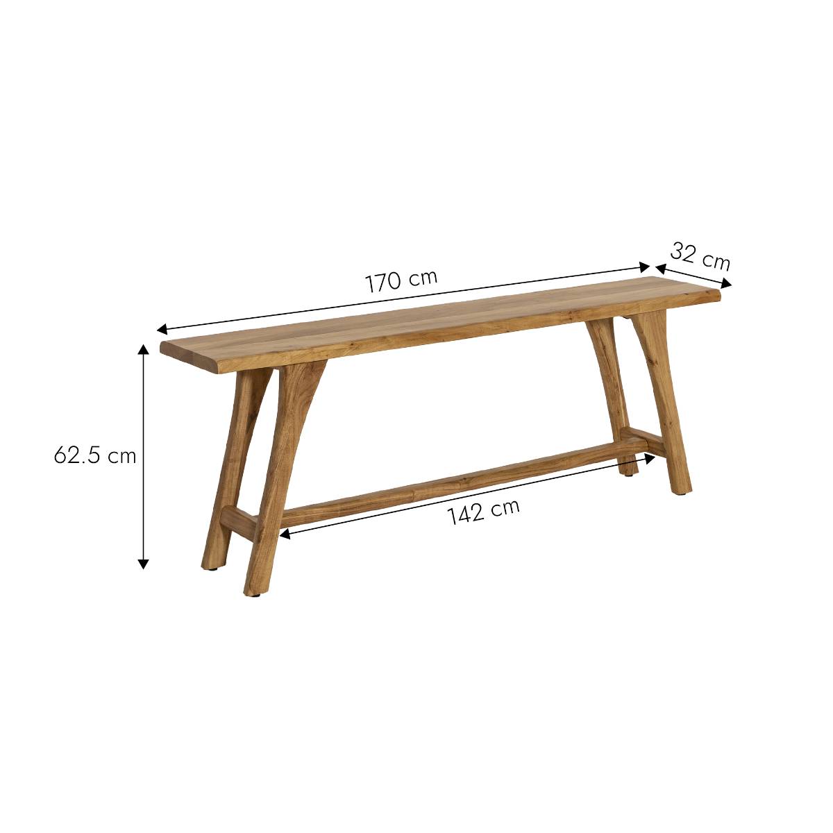 Banc en bois d'acacia ORANE bois clair, MADE IN MEUBLES