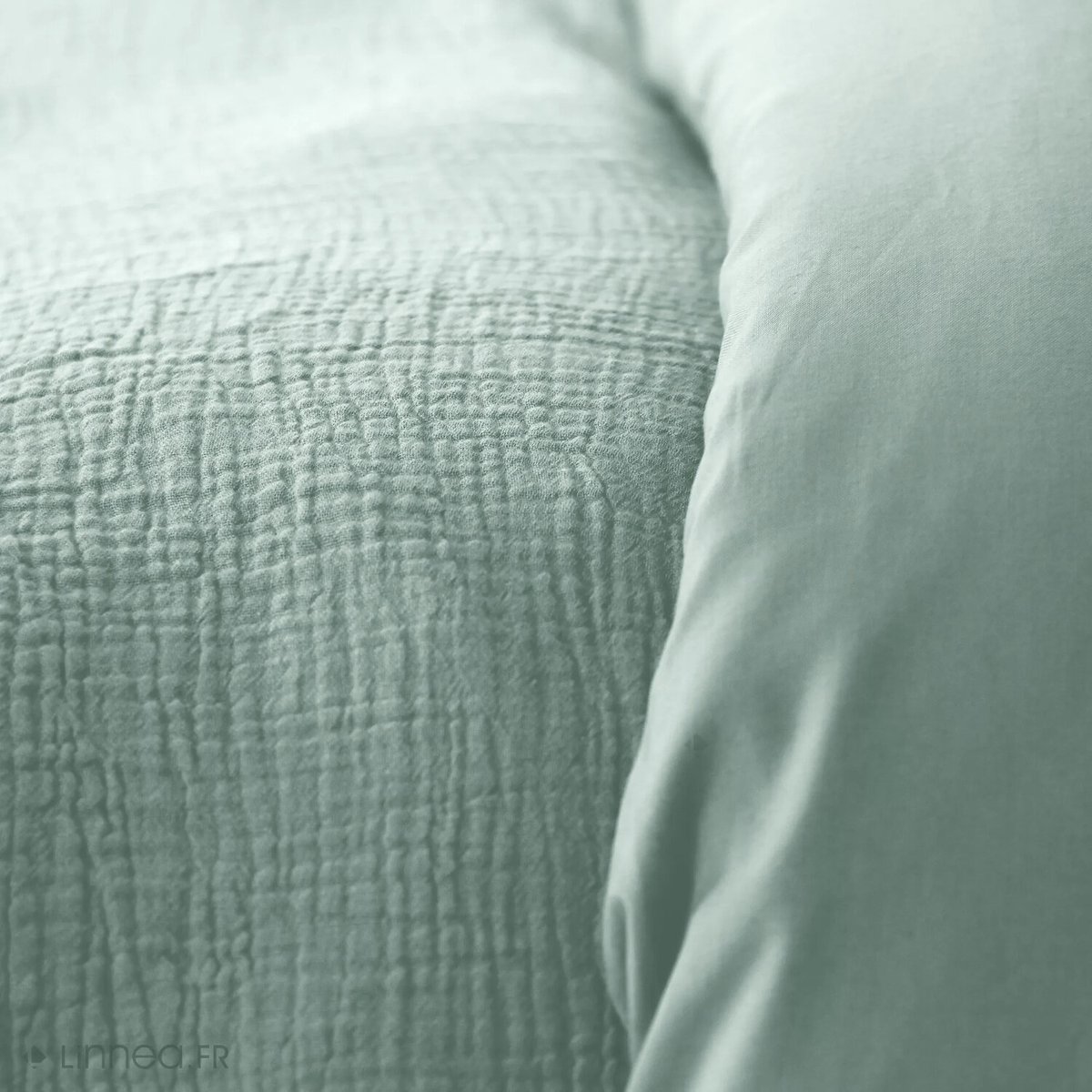 Parure housse de couette en gaze de coton unie, OZEN gris clair, C DESIGN HOME TEXTILE