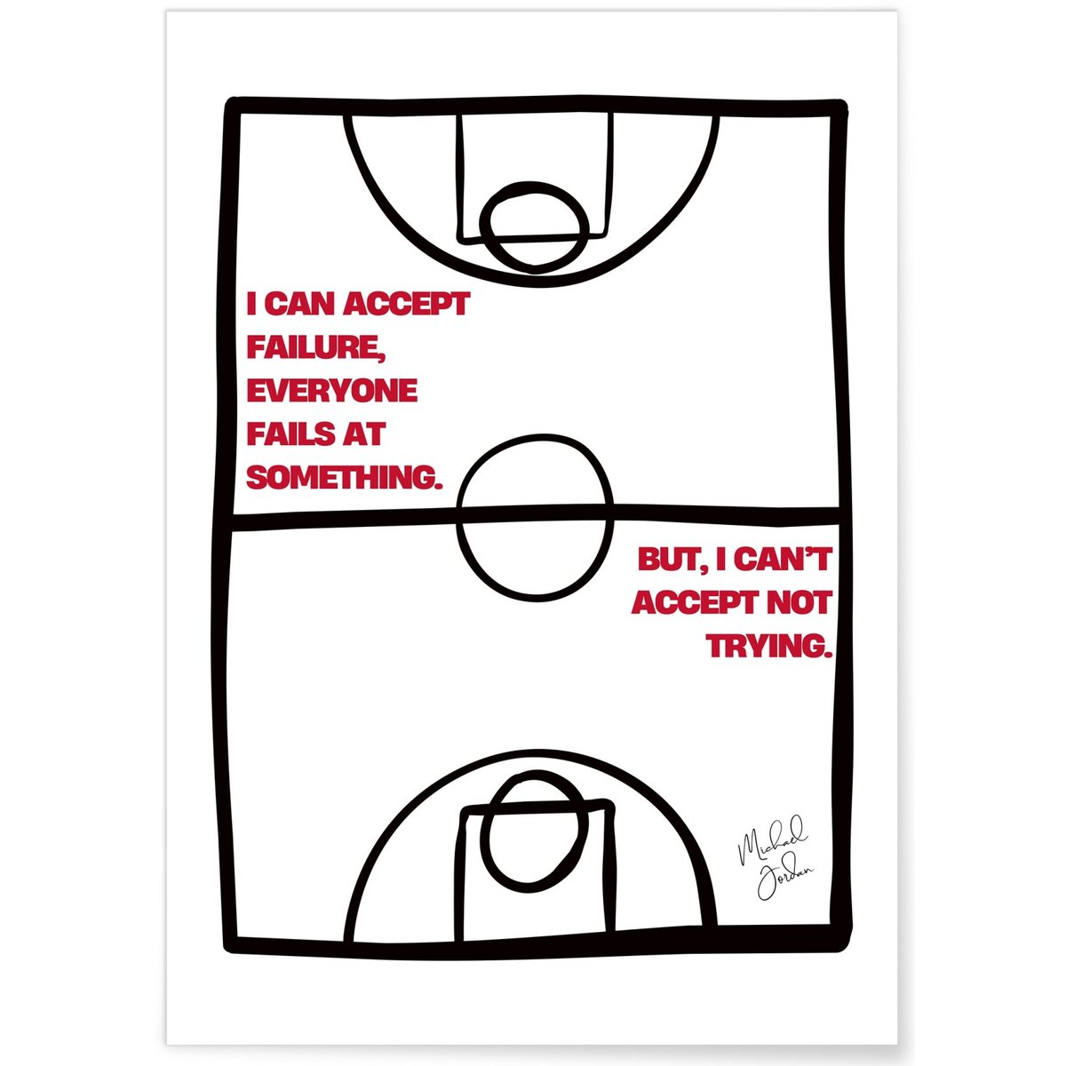 Affiche Michael Jordan - Citation inspirante blanc, L'AFFICHERIE