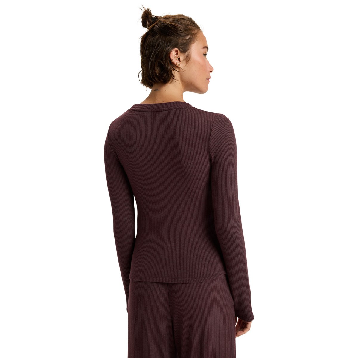 Top de sport à manches longues RISE & VIBE NEW RIB. rouge huckleberry, ROXY
