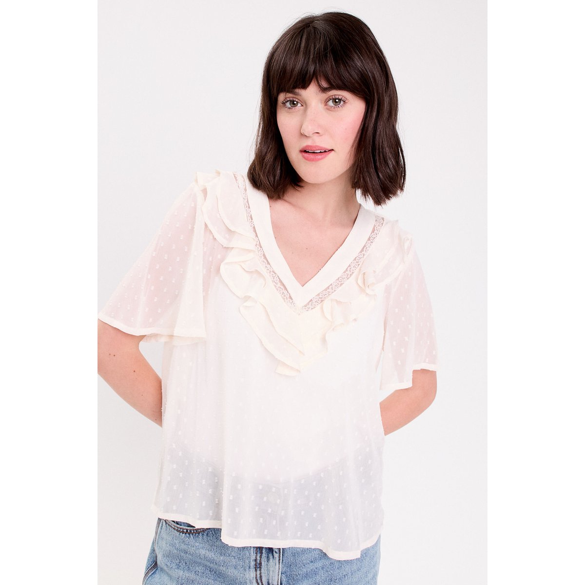 Blouse manches courtes ecru, CACHE CACHE