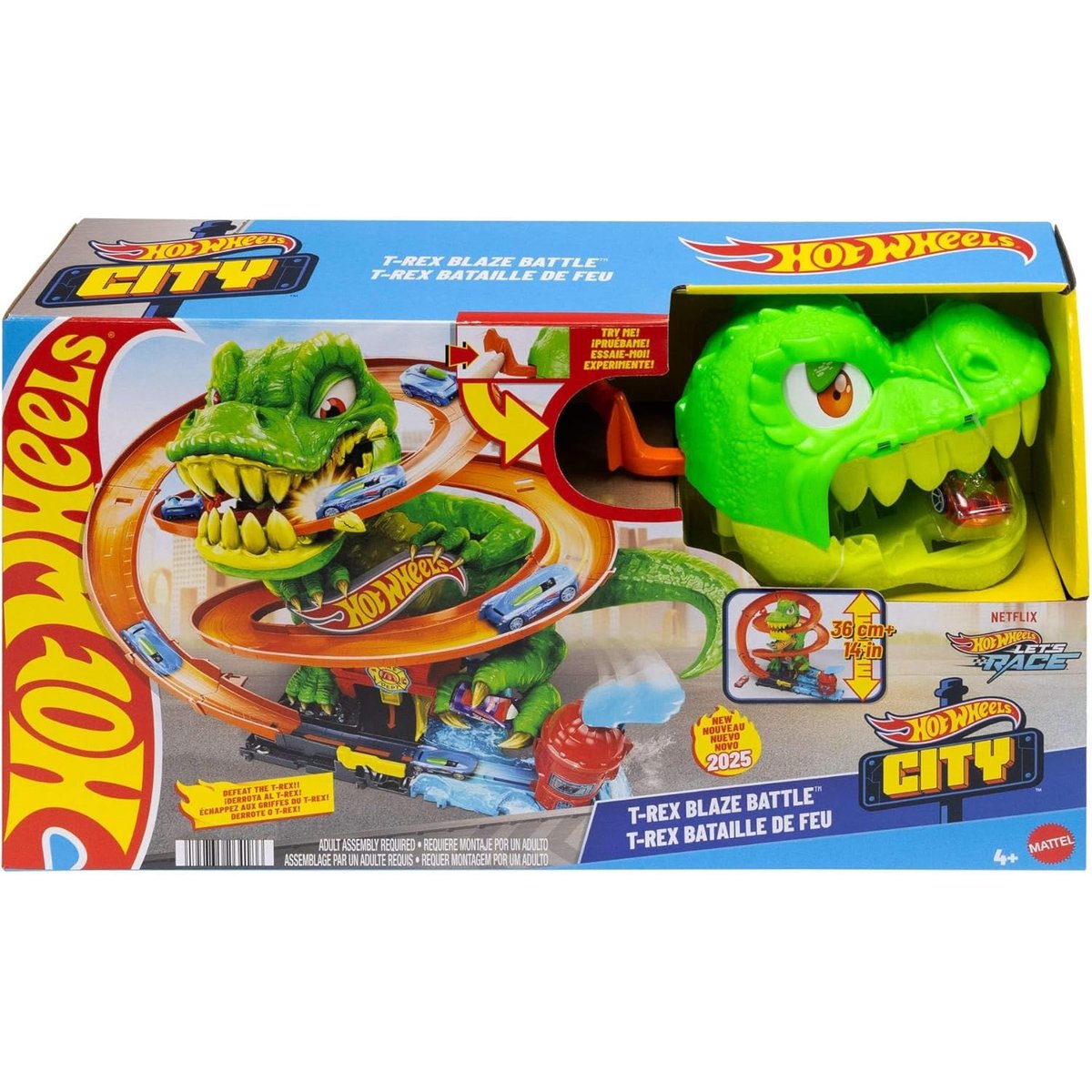 Hot Wheels Coffret T-Rex Bataille de Feu multicolor, MATTEL
