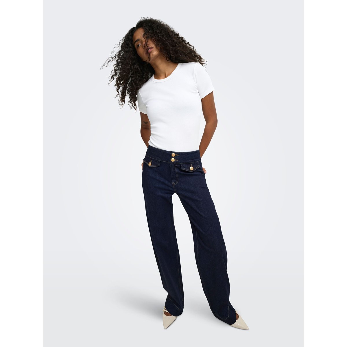 Jean À Jambe Large dark blue denim, ONLY