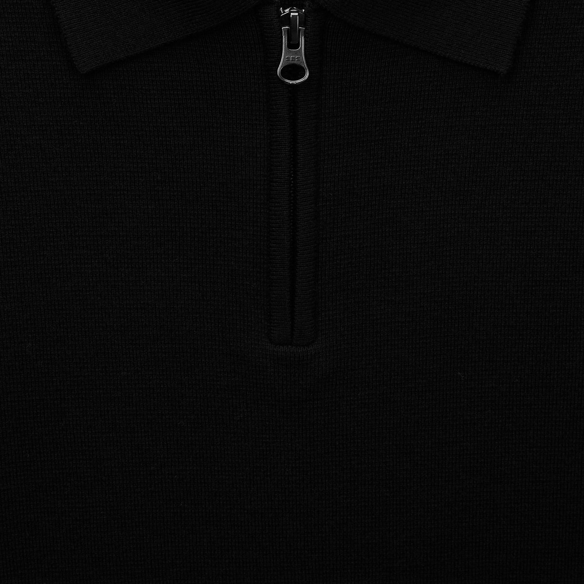 Pull col rond polo en coton et cachemire noir, MONOPRIX