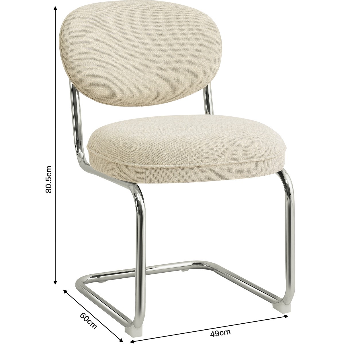 Lot de 2 chaises de salle à manger chromées en tissu chenille - LOU beige, HOMIFAB