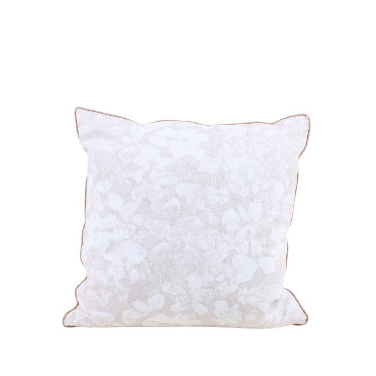 Coussin fleuri avec jute 40x40cm beige, ORNAMI