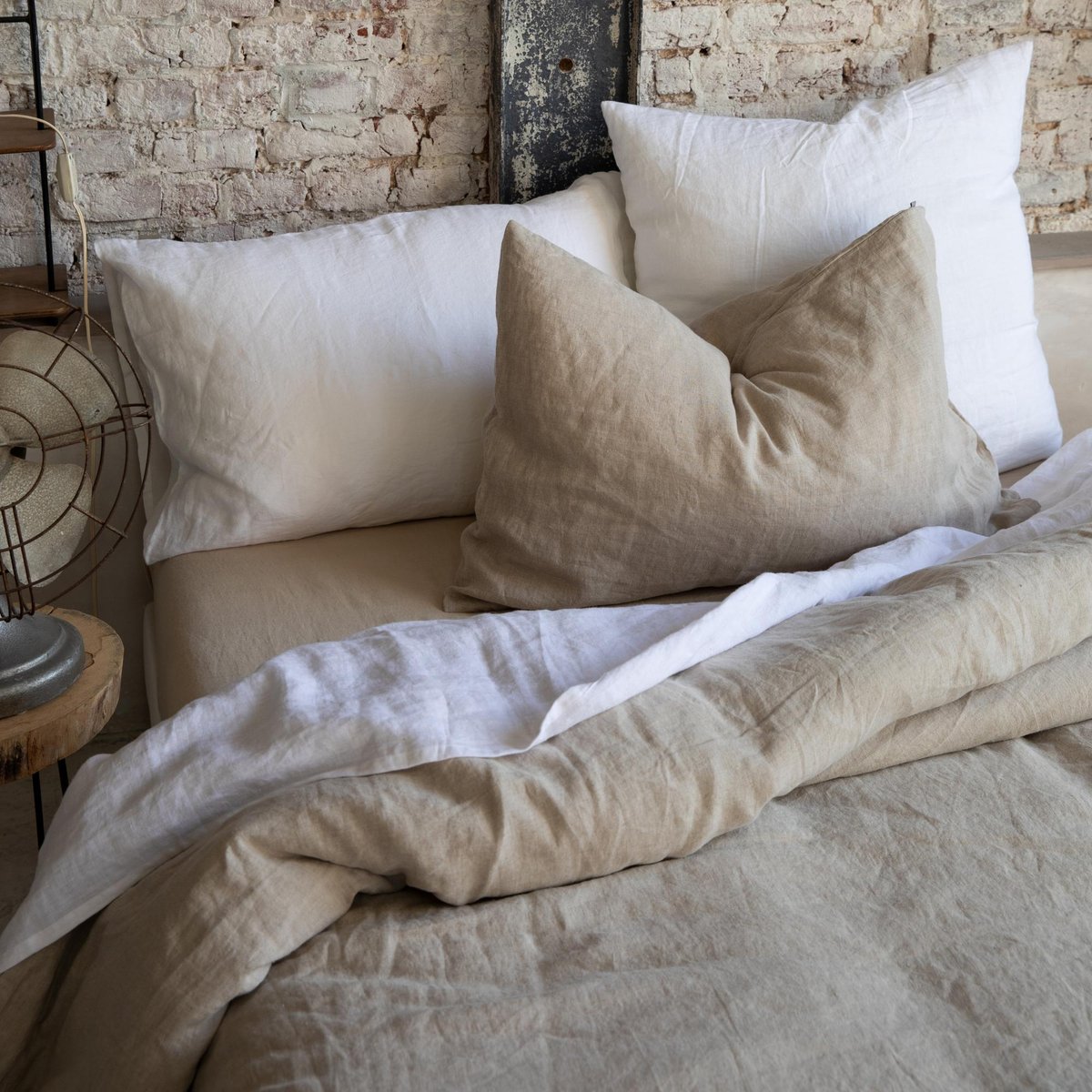 Housse de couette stonewashed Zeff vert de gris, VIVARAISE