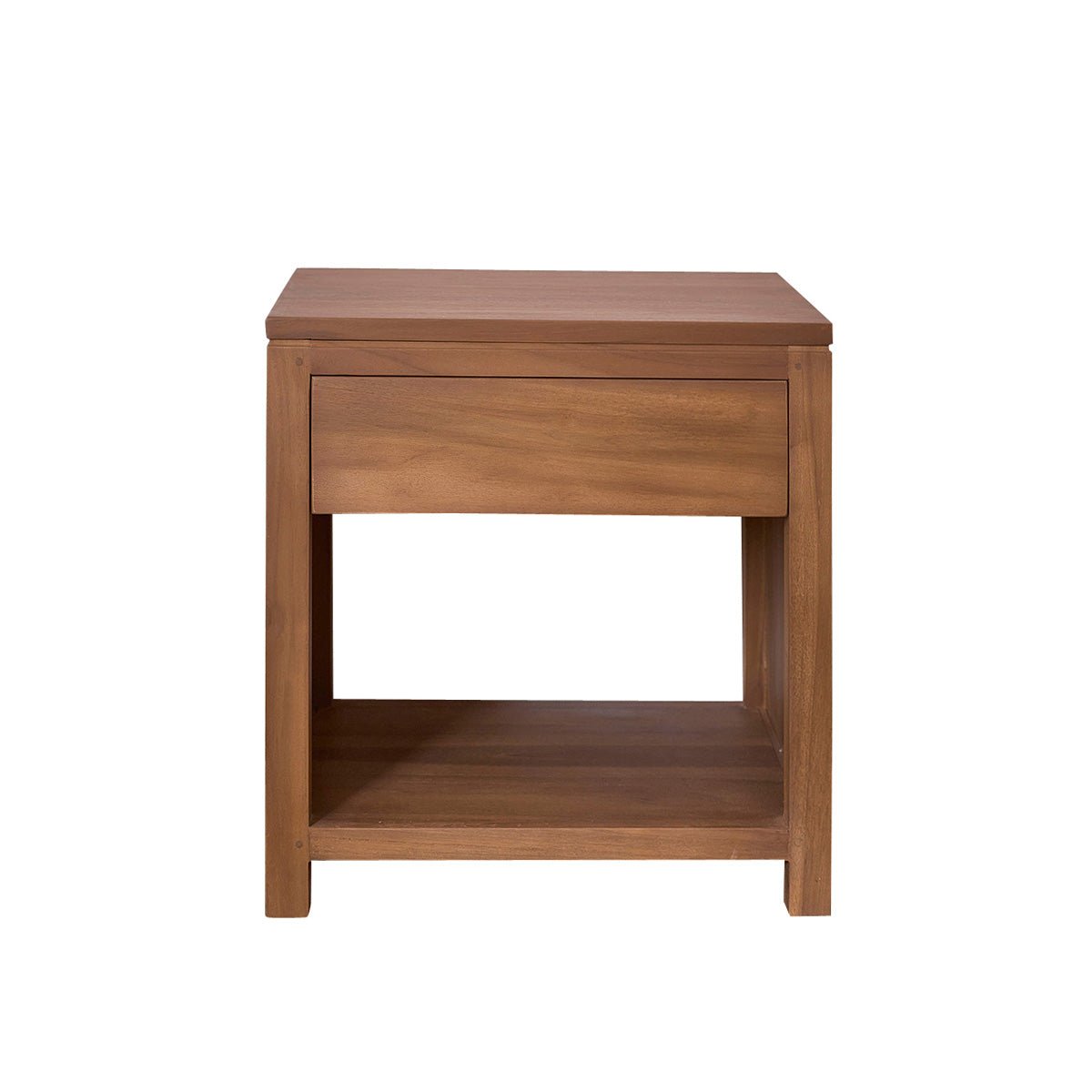 Table de chevet en teck massif 50 cm 1 tiroir  TRISTAN naturel, BERAH GETAH