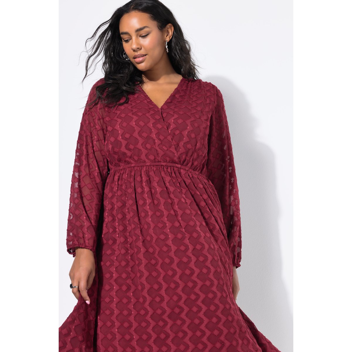 Robe midi coupe trapèze rouge vin, STUDIO UNTOLD