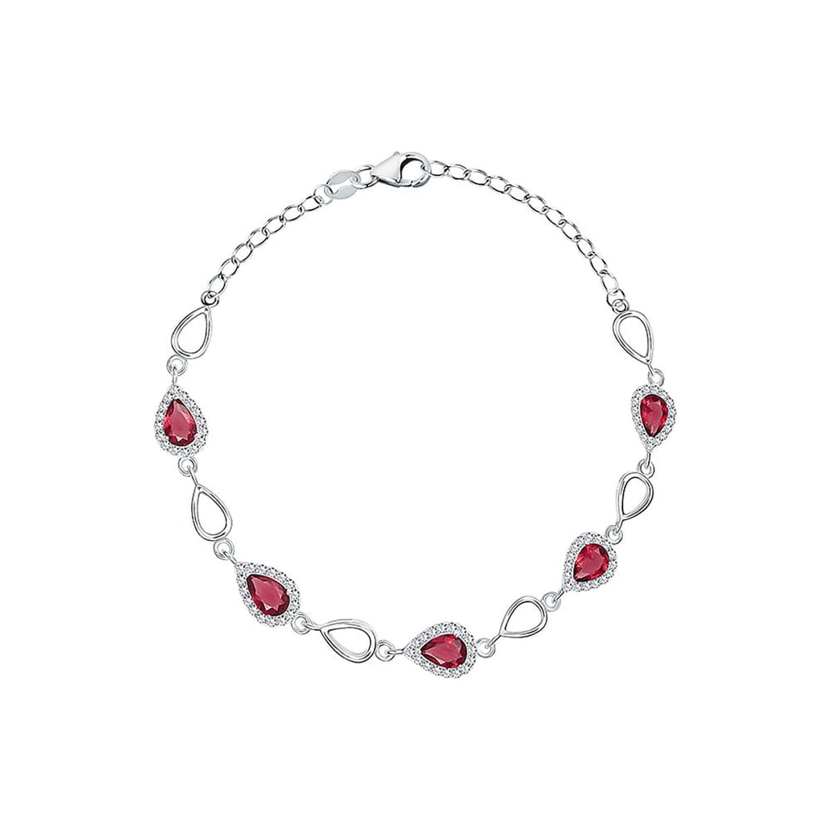 Bracelets en Oxyde De Zirconium/argent et Oxyde de zirconium argent et rouge, CLEOR