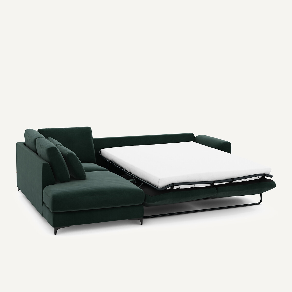 Canapé d'angle gauche convertible, en velours, Marsile vert tsar, AM.PM