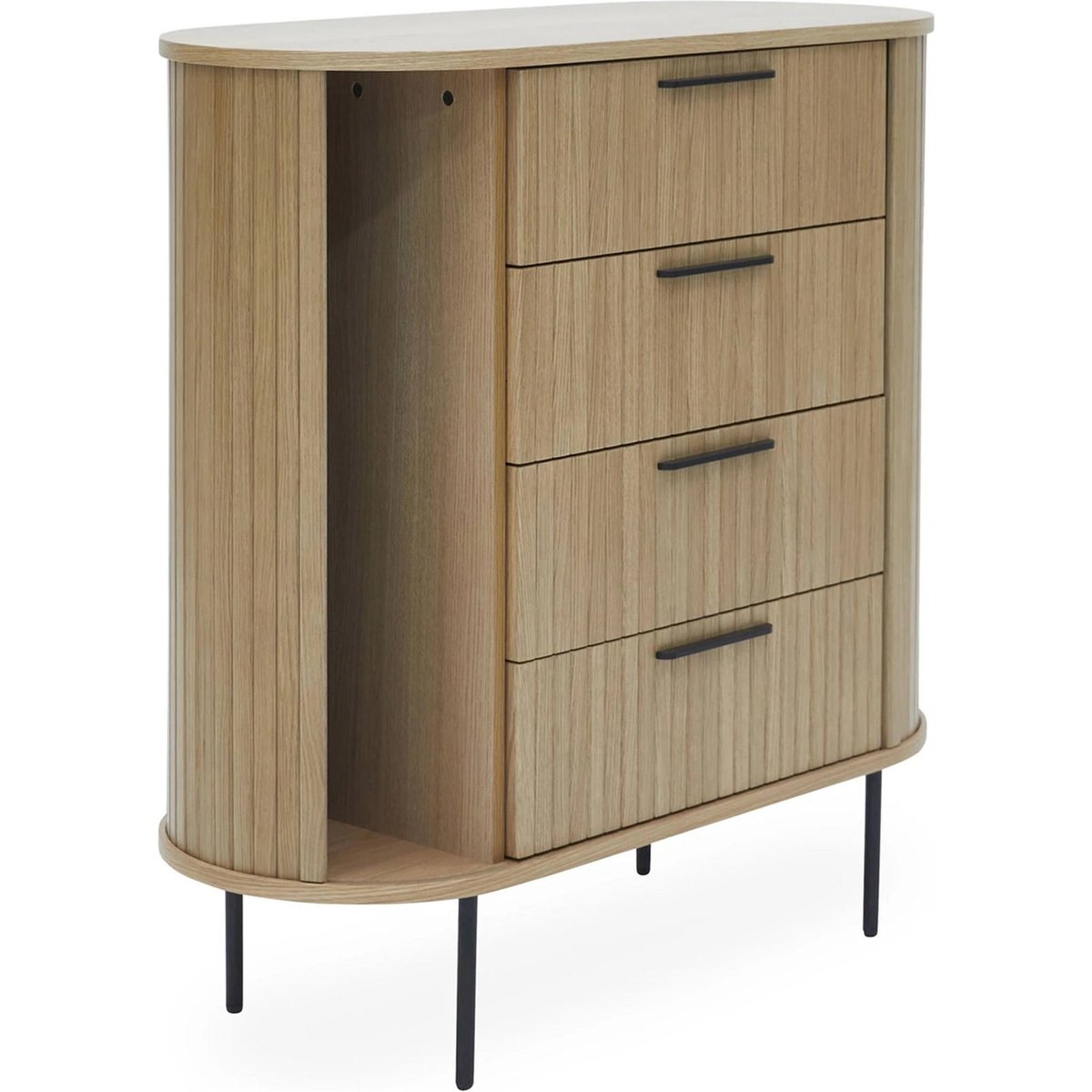 Commode VELLORE façades rainurées effet chêne chêne naturel et noir, RECOLLECTION