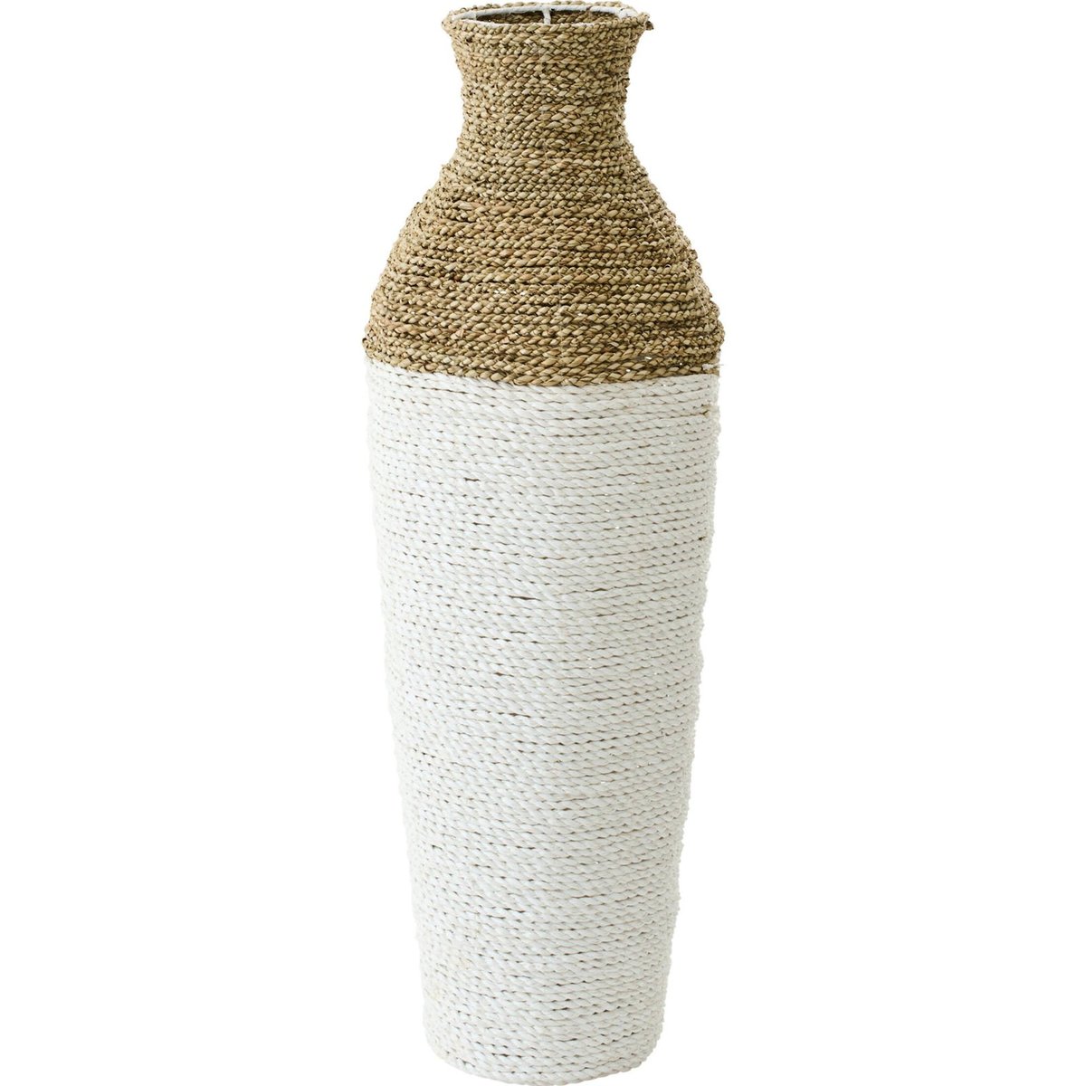 Vase en raphia tressé fait main blanc et naturel, RECOLLECTION