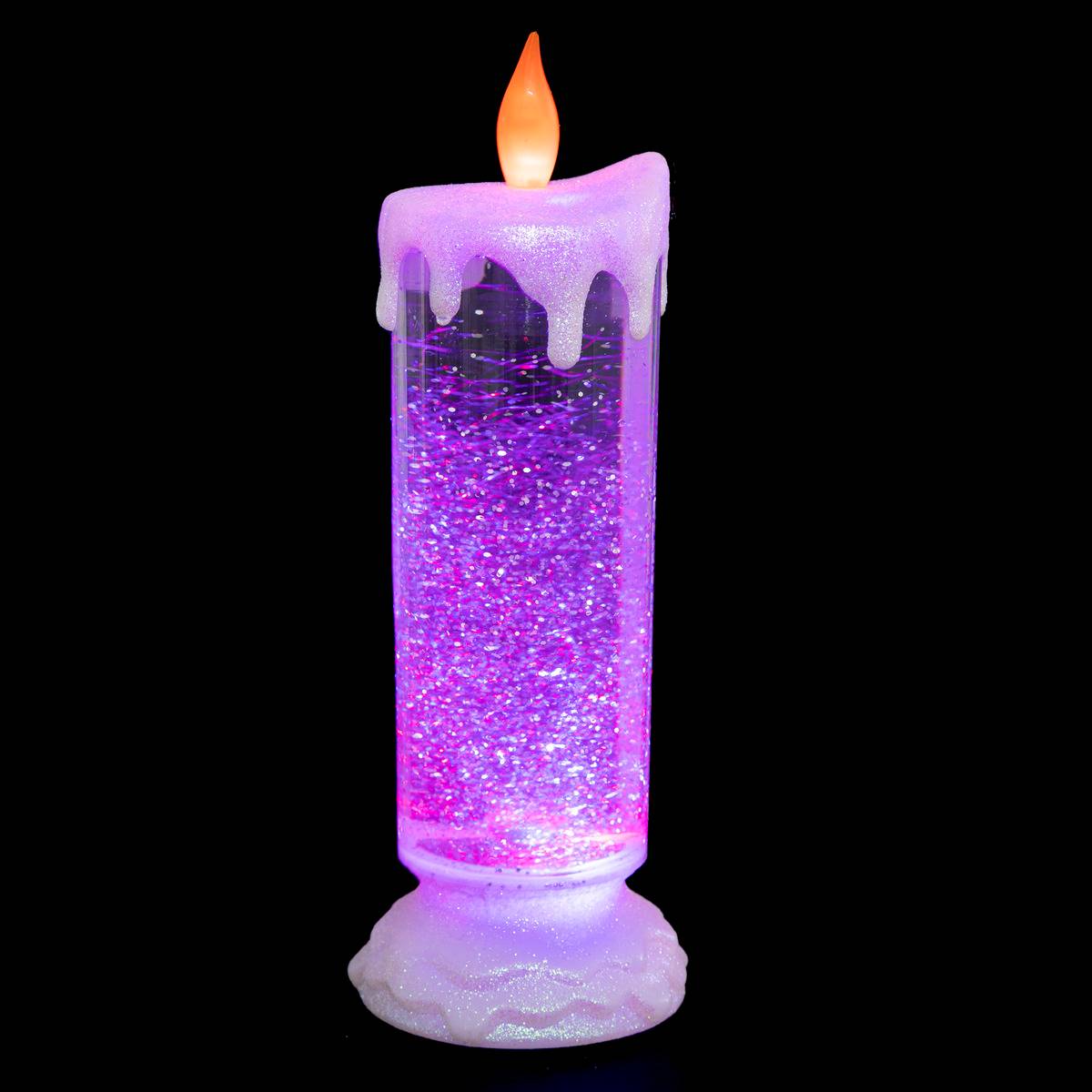 Bougie LED chandelle + paillette multicolour, ATMOSPHERA