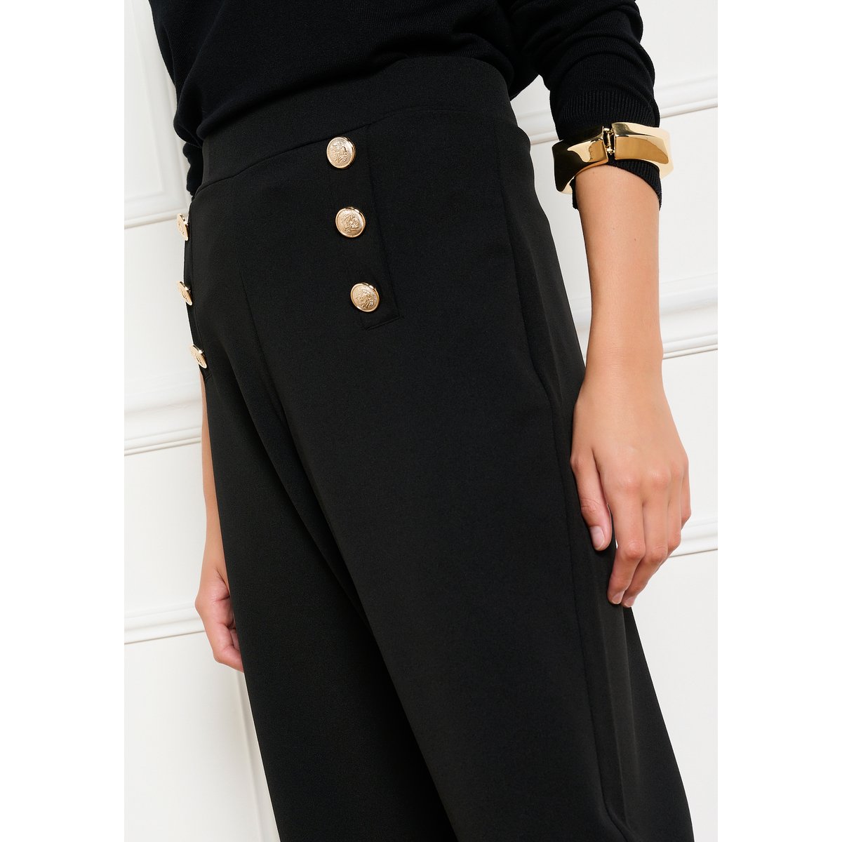 Pantalon large esprit officier noir, LOLALIZA