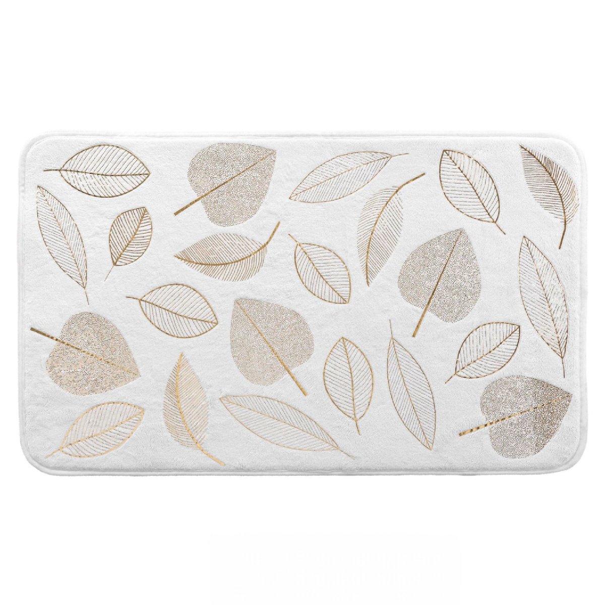 Tapis de Bain Joya Feuilles Dorées blanc, DOUCEUR D'INTÉRIEUR