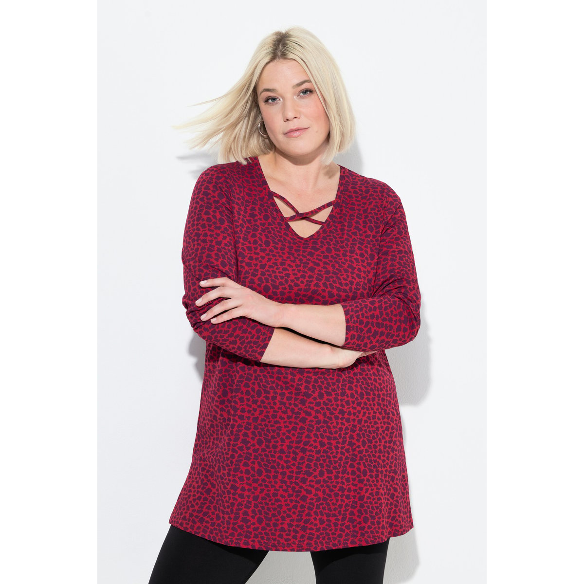 T-shirt long à manches longues rouge rubis, ULLA POPKEN