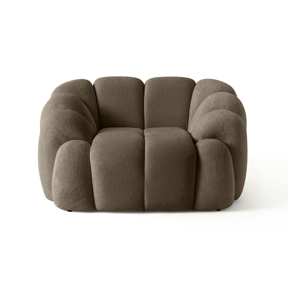Fauteuil arrondi design en tissu ONDA taupe, PIER IMPORT