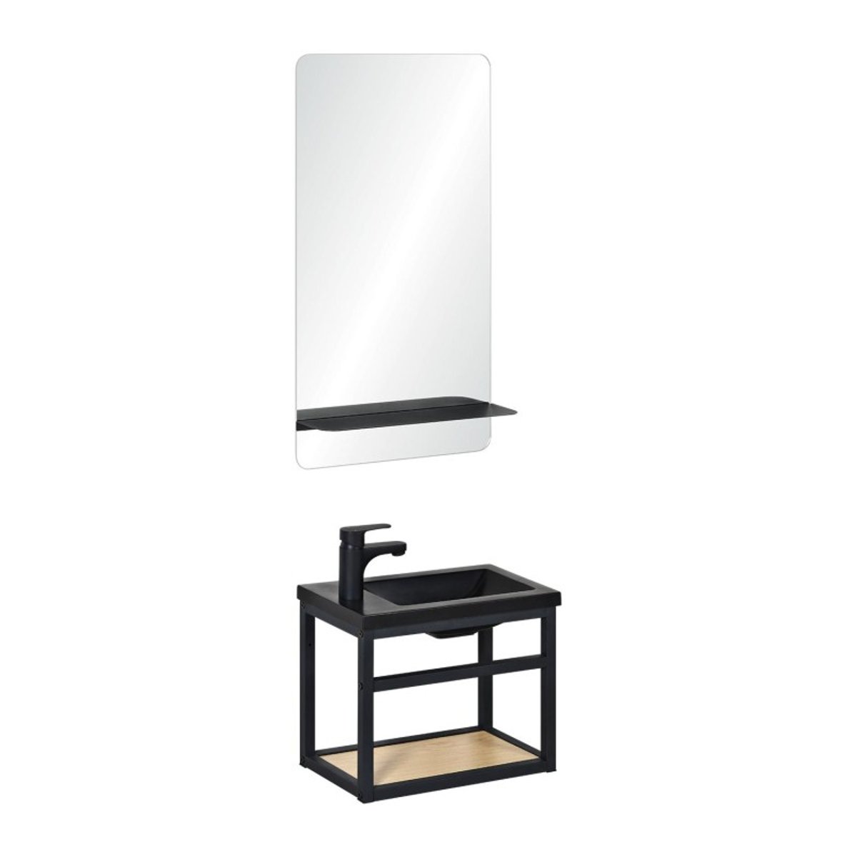 Ensemble lave-mains + miroir + robinet SAO noir, MOB IN