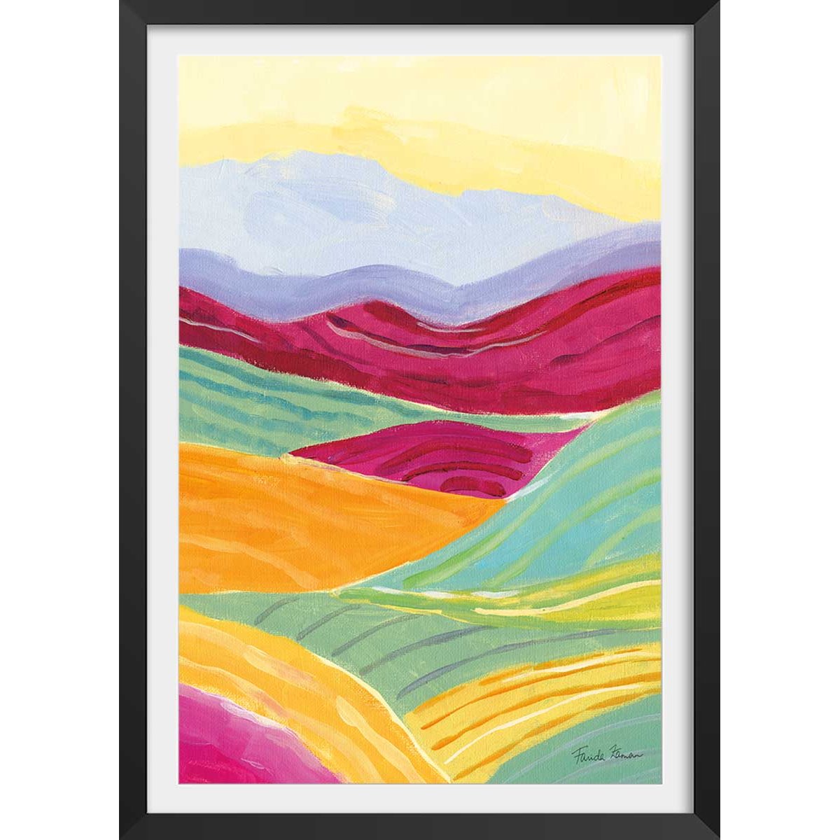 Poster color colline affiche + cadre en bois - noir, HEXOA
