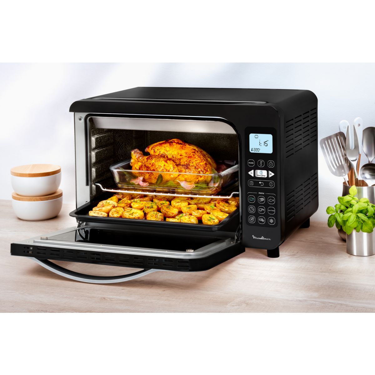 Mini four DELICIO TACTILE OX286810 noir, MOULINEX