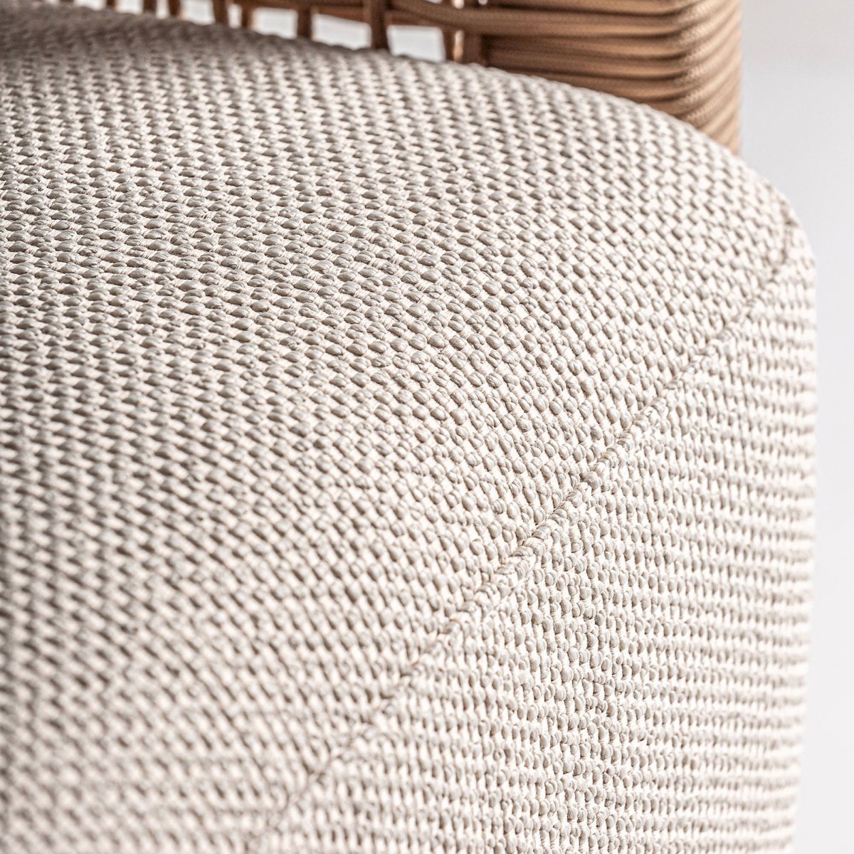 Fauteuil bohème en teck collection S.TRENA beige et bois naturel, RECOLLECTION
