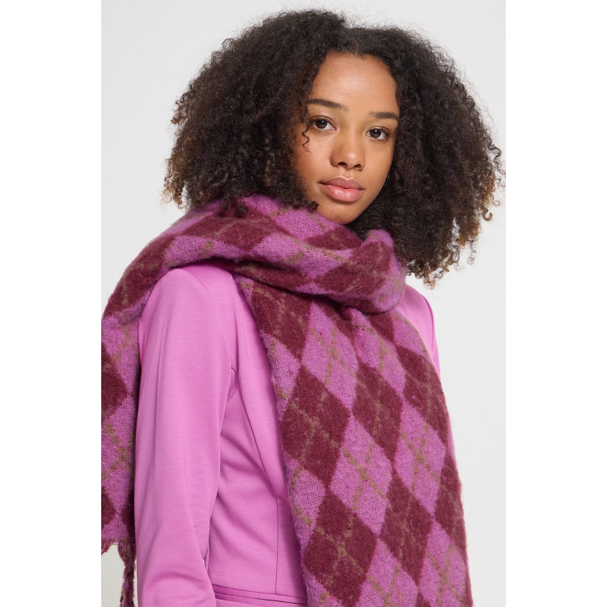 Echarpe type plaid, ultra douce, chaude, très confortable rouge rhododendron, ICHI
