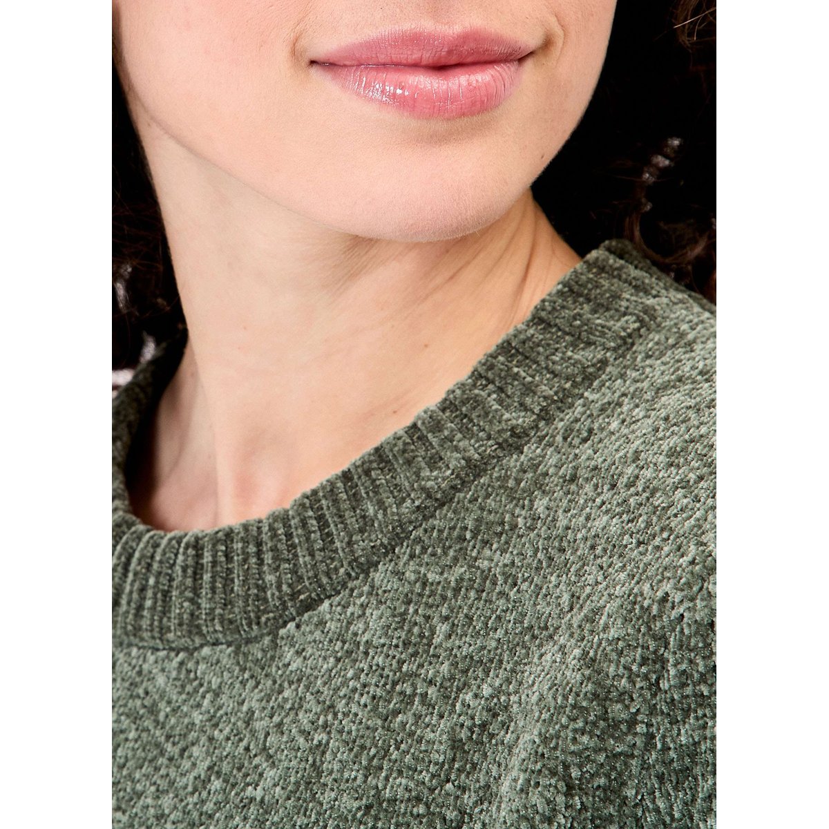 Pull maille duveteuse FALLON vert kaki, LA FIANCÉE
