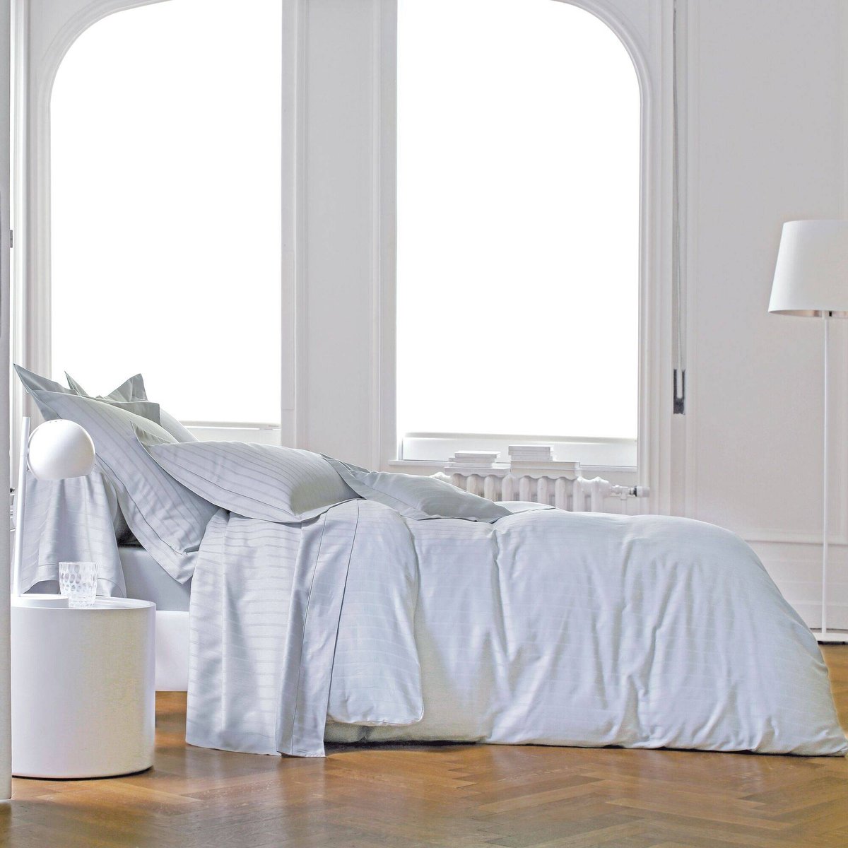 Housse de couette - SATIN DIVINE métal, BLANC DES VOSGES
