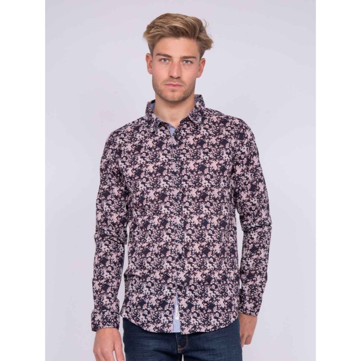 Chemise Manches Longues à Motif Danael bleu marine, RITCHIE