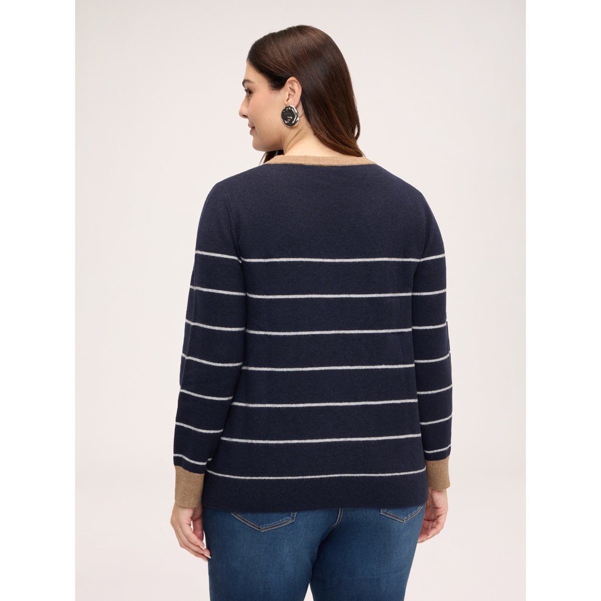 Pull rayé avec broderie bleu, FIORELLA RUBINO
