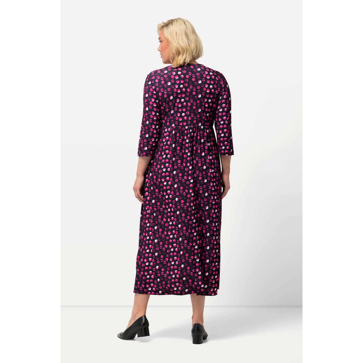 Robe en jersey, pois, silhouette en A noir, ULLA POPKEN
