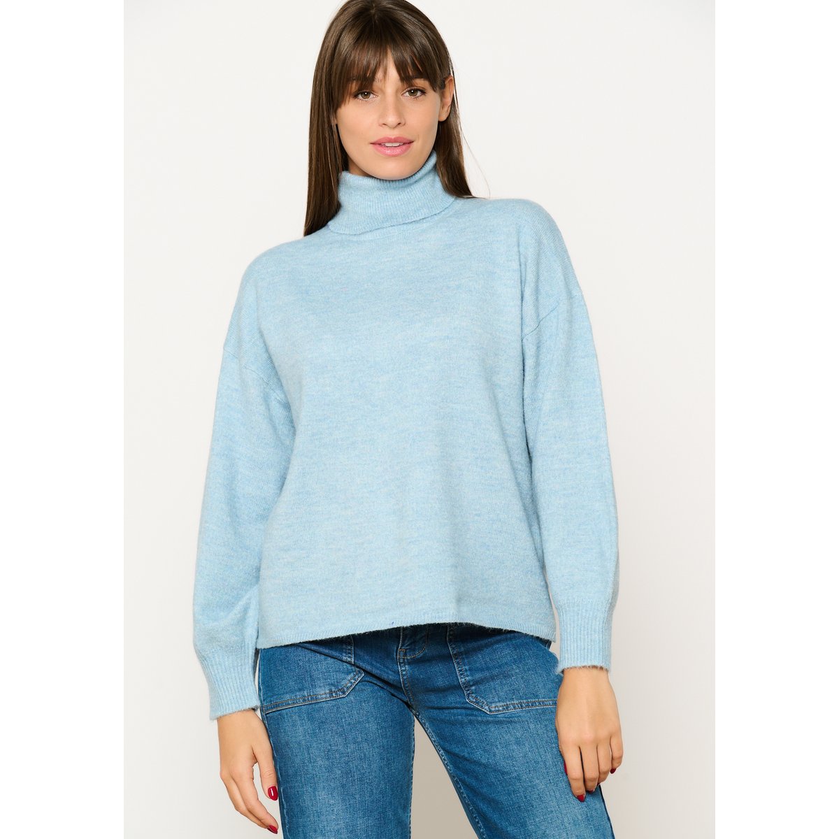 Pull à col roulé bleu pastel, LOLALIZA