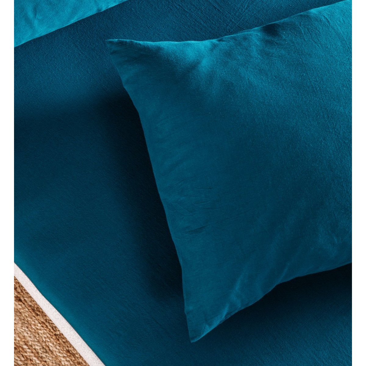 Drap housse 1 personne PUR COTON BIO bleu nuit, KADOLIS