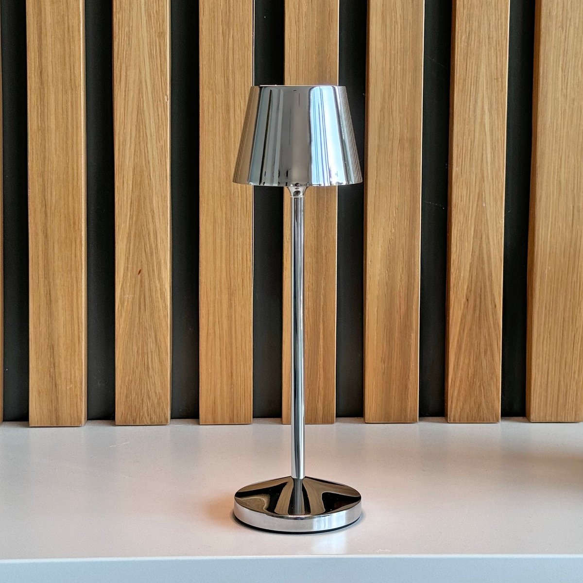 Lampe de table sans fil EMILY argent, LUMISKY
