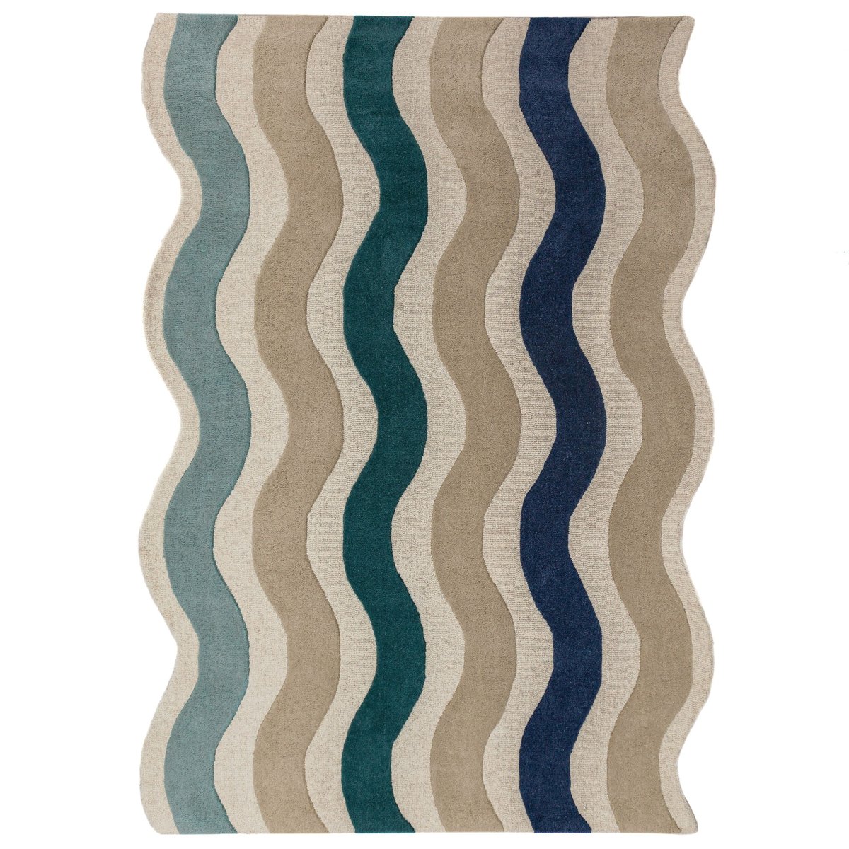 Tapis en laine festonné CASCADE bleu, FLAIR RUGS