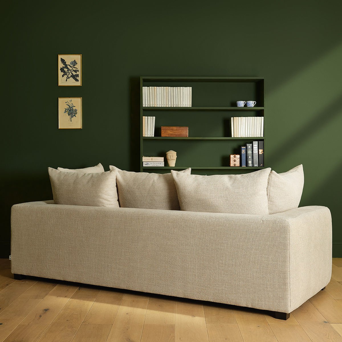 Canapé droit 4 places en tissu texturé EDMOND beige chiné, BERAH GETAH