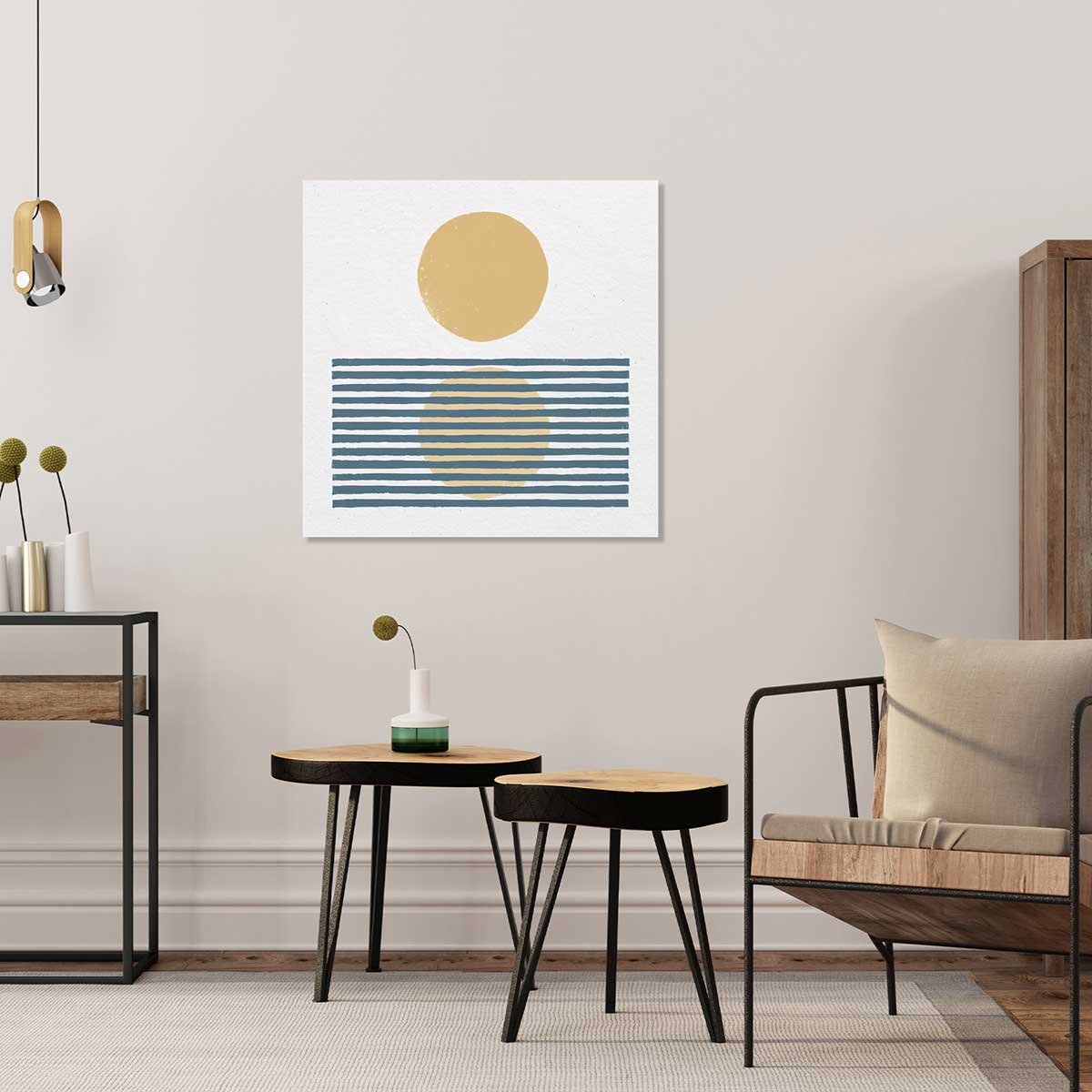Tableau rayures bleues d'été tableau alu dibond, HEXOA