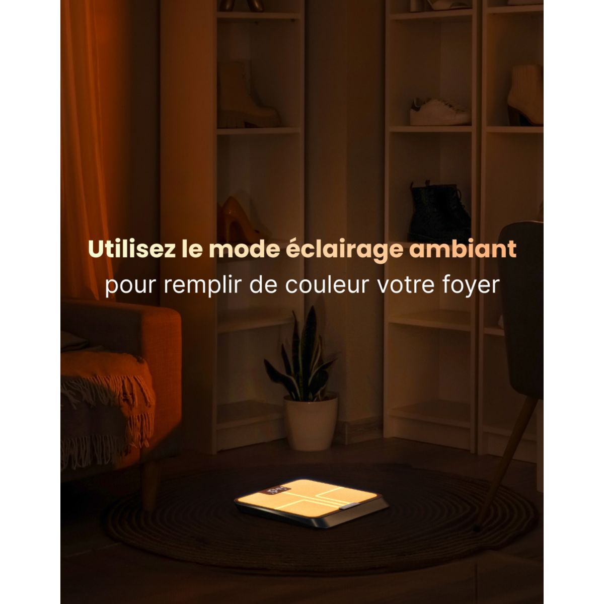 Pèse personne connecté Elis Chroma A017 - Impédancemètre Intelligent, Éclairage LED, 13 données corporelles - Rechargeable couleur unique, RENPHO