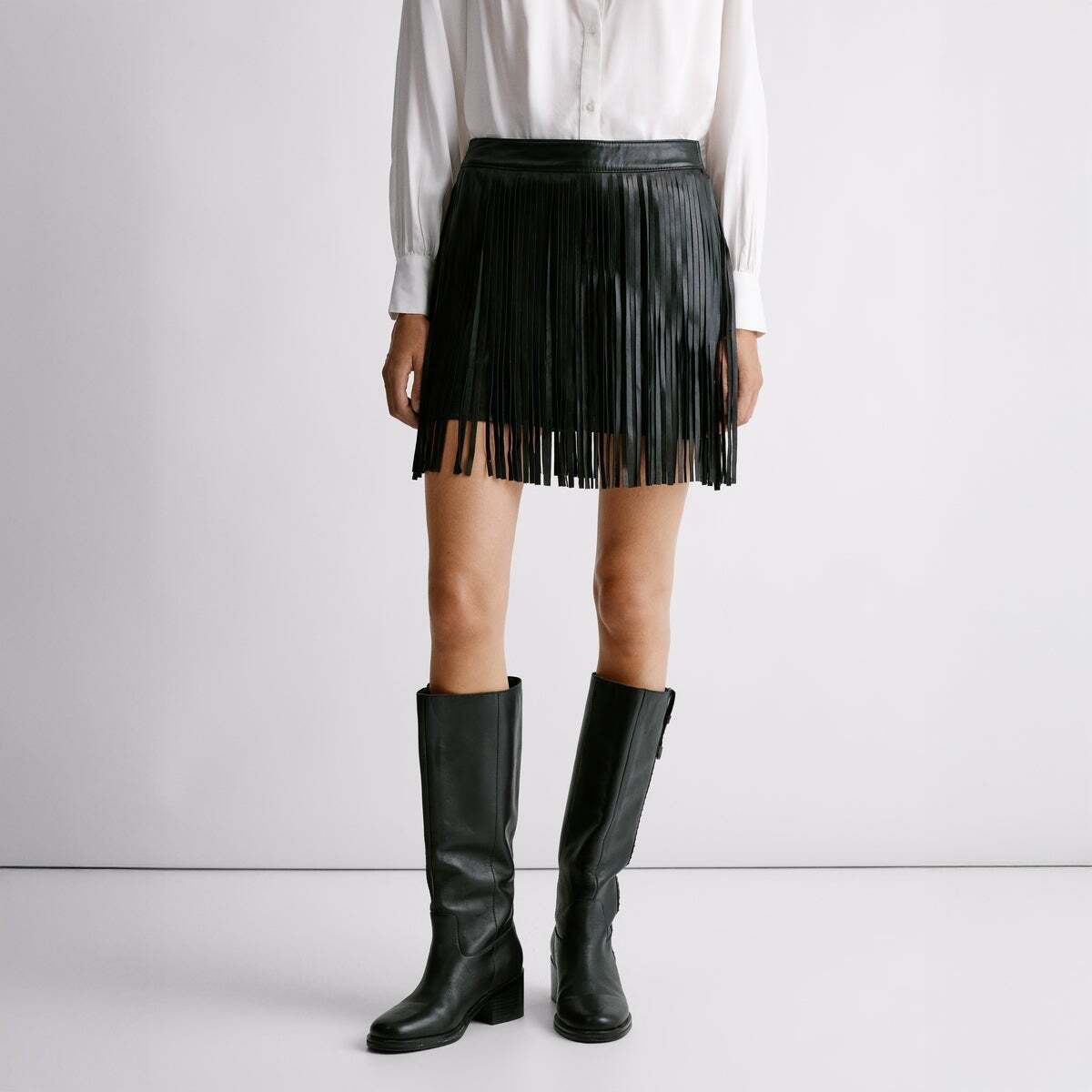 Jupe Courte En Cuir noir, PEPE JEANS