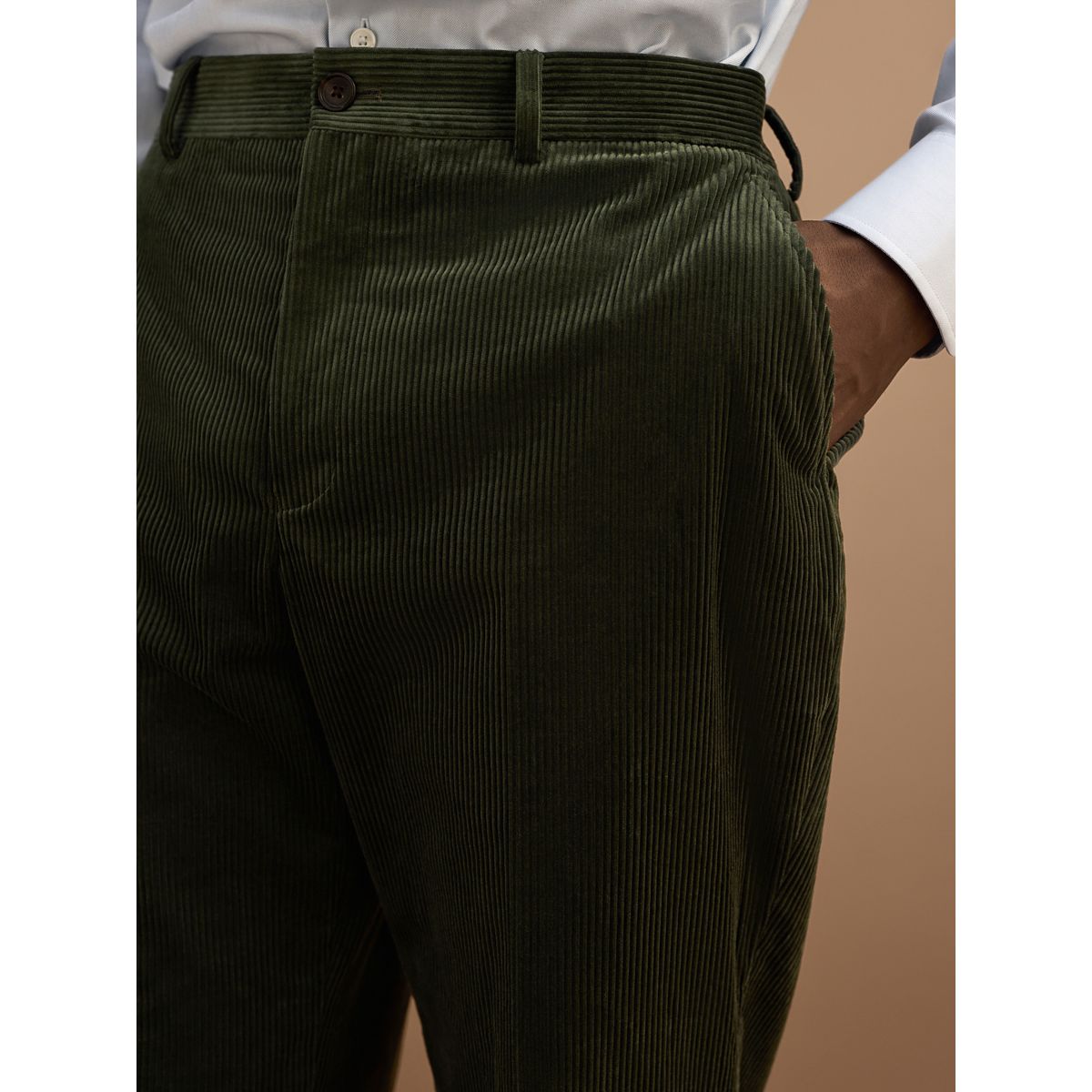 Pantalon de costume ajusté en velours côtelé vert forêt, NEXT