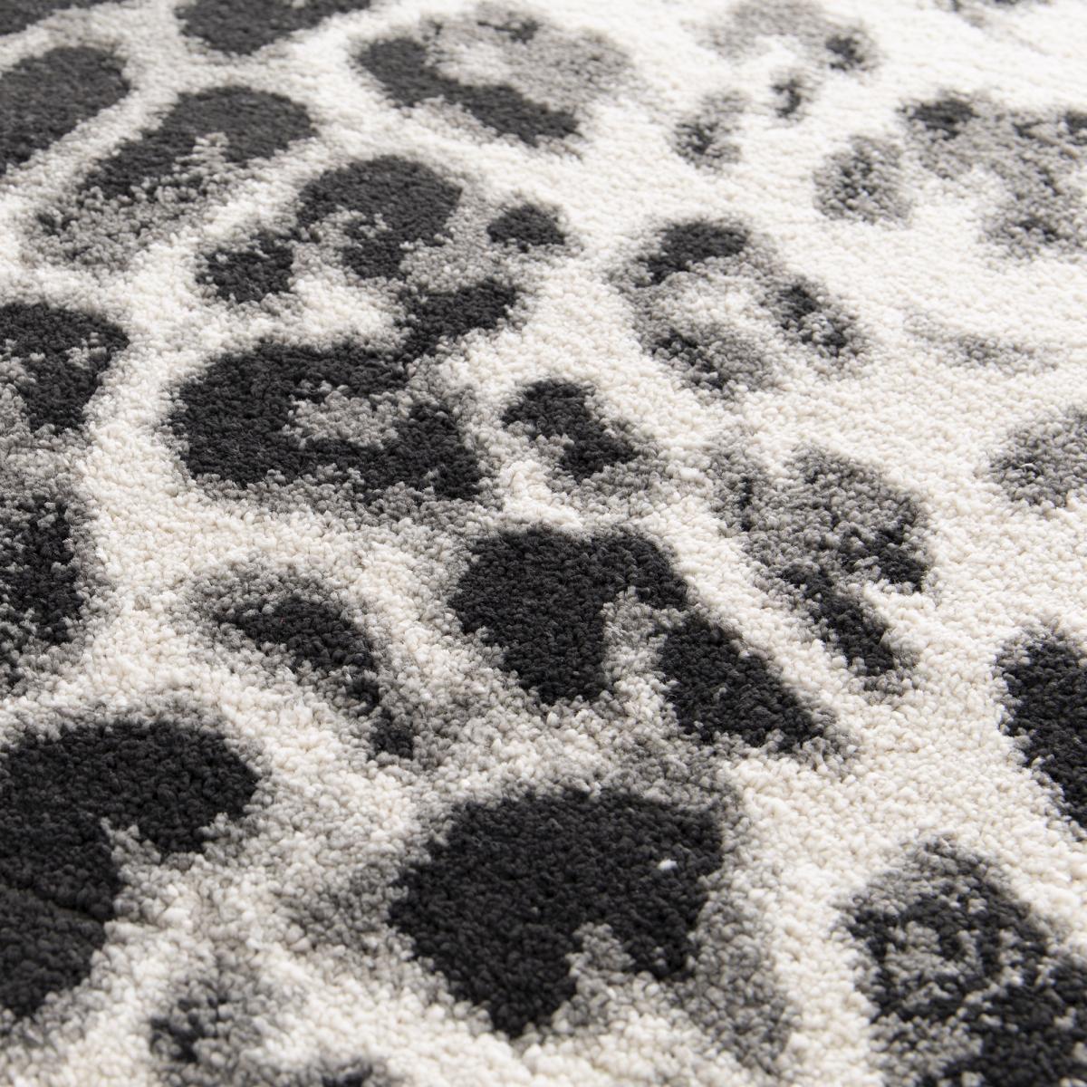 Tapis salon et chambre tissé motif animaux BELLA 5 noir, blanc, UN AMOUR DE TAPIS